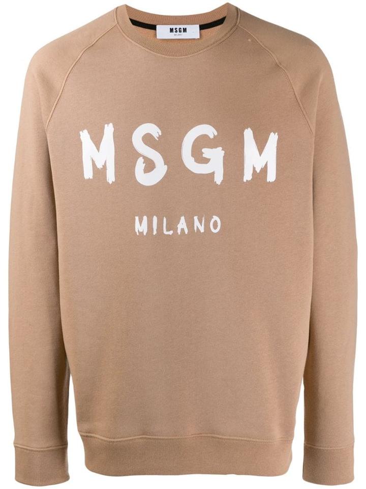 Msgm Logo Print Sweatshirt - Neutrals