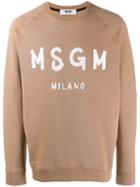 Msgm Logo Print Sweatshirt - Neutrals