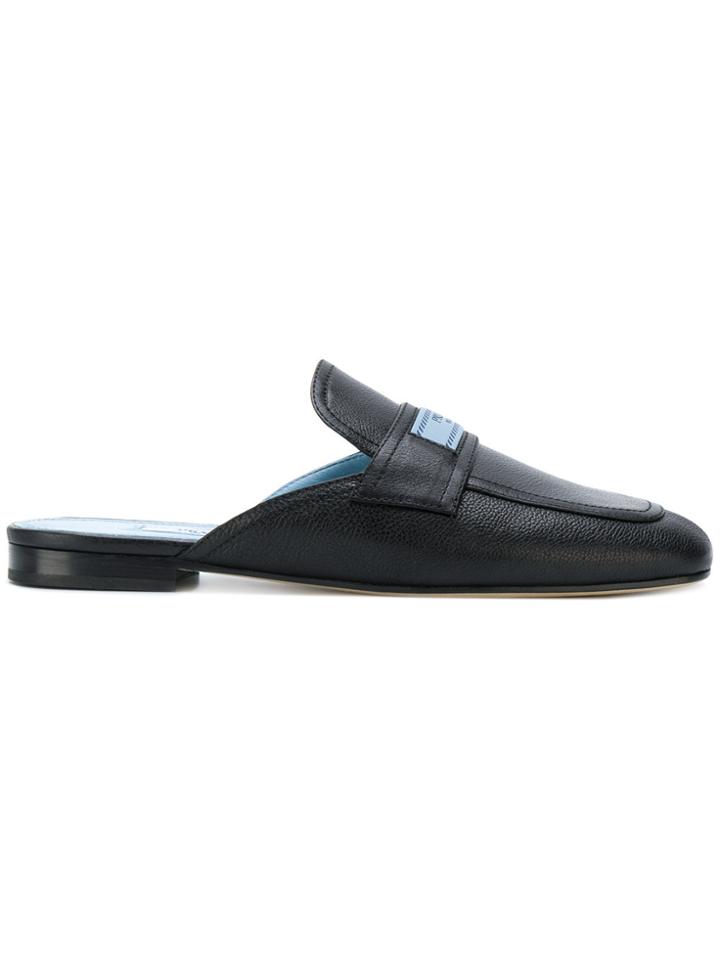Prada Logo Patch Slippers - Black