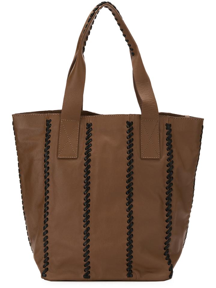 Mara Mac Stitching Effect Tote Bag - Brown