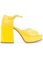 Mm6 Maison Margiela Block Heel Platform Sandals - Yellow & Orange
