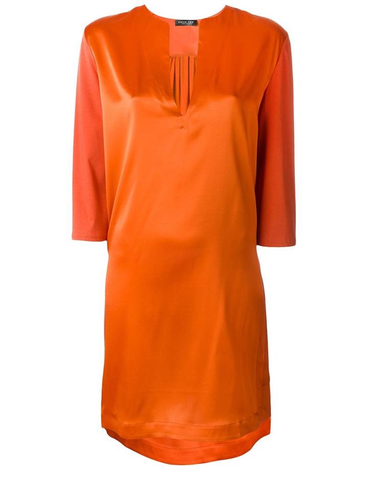 Twin-set Three-quarter Sleeve Tunic, Women's, Size: L, Yellow/orange, Silk/spandex/elastane/cotton
