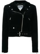 Moschino Skull Print Biker Jacket, Women's, Size: 40, Black, Cotton/polyester/rayon/other Fibers