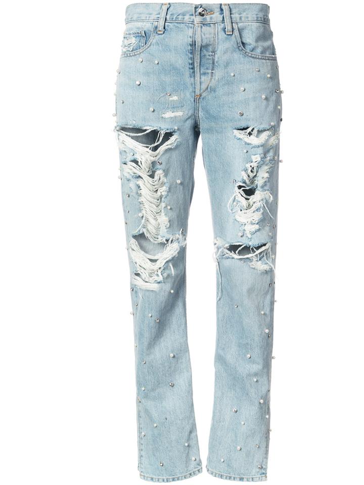 Jonathan Simkhai Studded Boyfriend Jeans - Blue