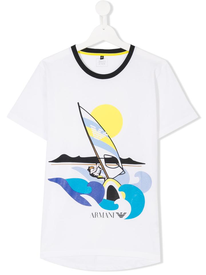 Armani Junior Wind Sailing Print T-shirt - White