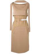 Gloria Coelho Side Pockets Panelled Dress - Brown
