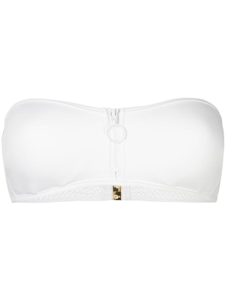 Stella Mccartney - Zip-front Bandeau Bikini Top - Women - Polyamide/polyester/spandex/elastane - S, White, Polyamide/polyester/spandex/elastane