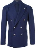 Tagliatore Double Breasted Blazer, Men's, Size: 48, Blue, Cupro/virgin Wool