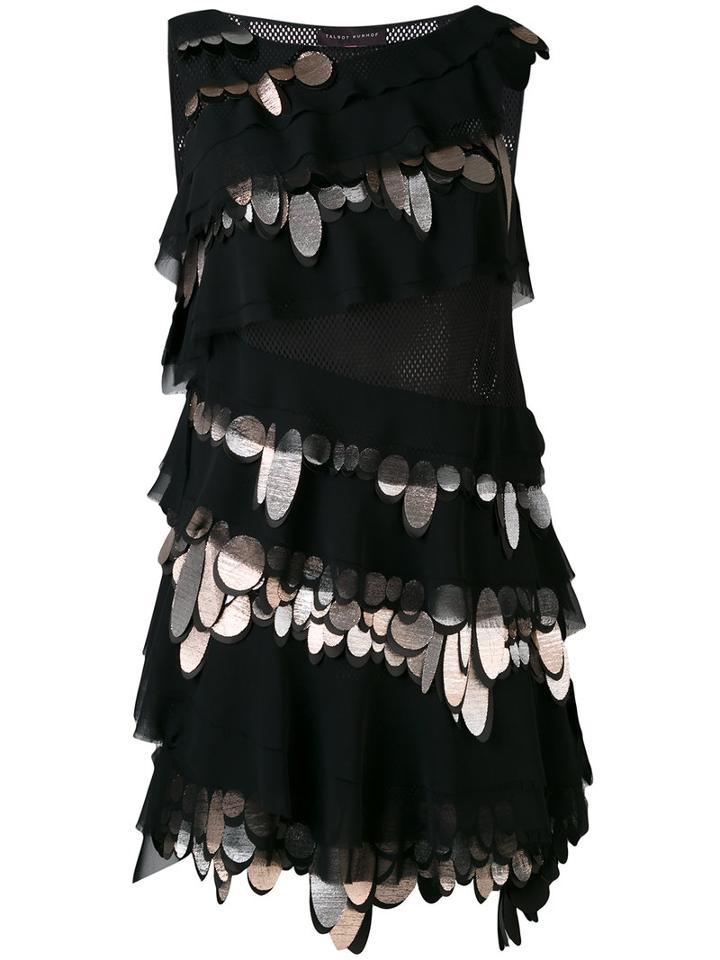 Talbot Runhof - Metallic Embellishment Minidress - Women - Silk/polyamide/polyester/metallized Polyester - 40, Black, Silk/polyamide/polyester/metallized Polyester