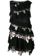 Talbot Runhof - Metallic Embellishment Minidress - Women - Silk/polyamide/polyester/metallized Polyester - 40, Black, Silk/polyamide/polyester/metallized Polyester