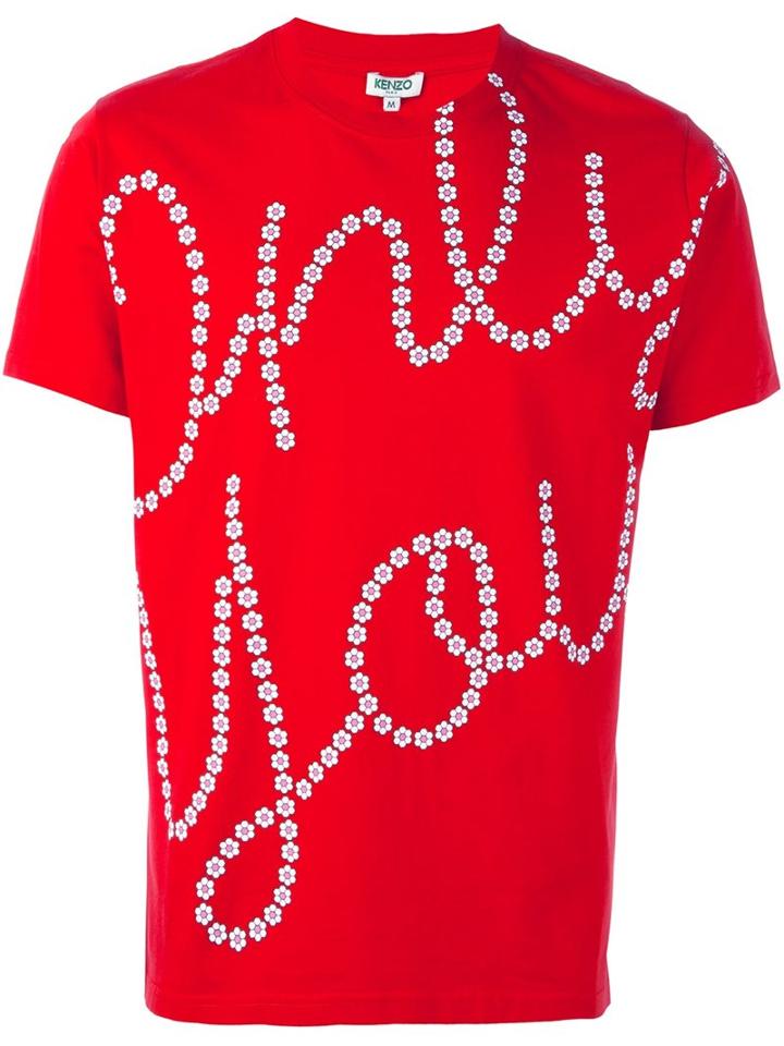 Kenzo Only You Daisy Print T-shirt, Men's, Size: Large, Red, Cotton