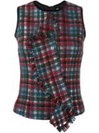 Msgm Checked Ruffle Tank