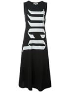 Mcq Alexander Mcqueen Logo Print Midi Dress, Women's, Size: Medium, Black, Cotton