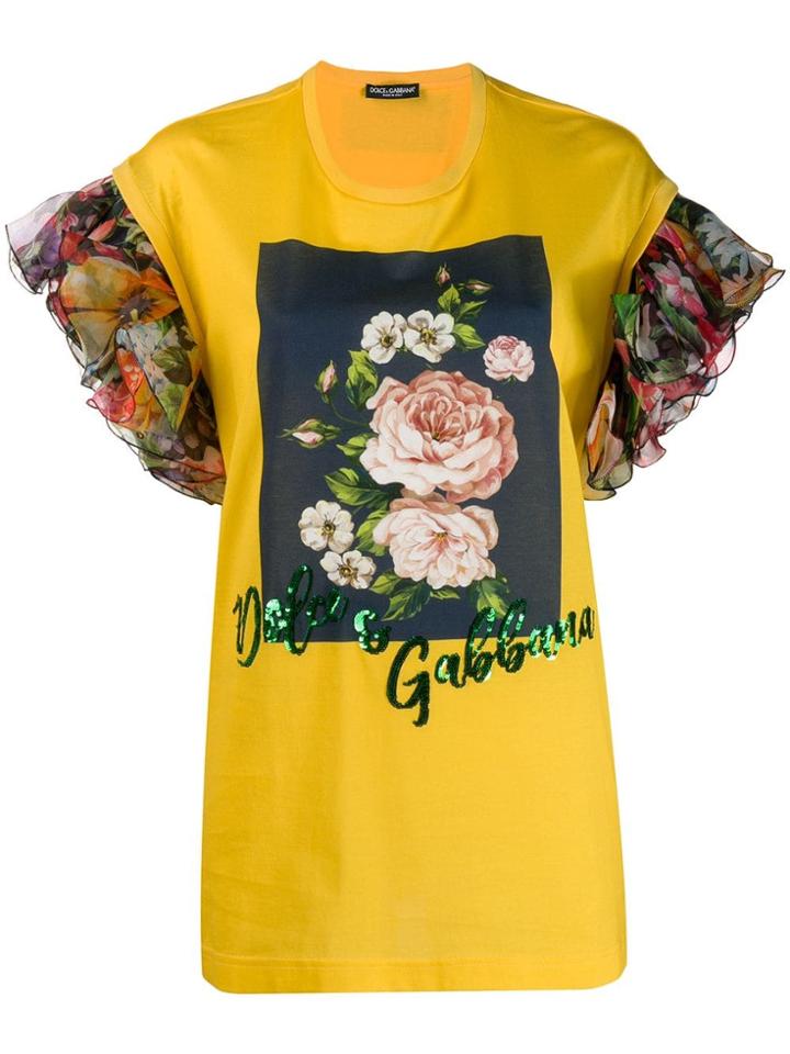 Dolce & Gabbana Rose Print T-shirt - Yellow