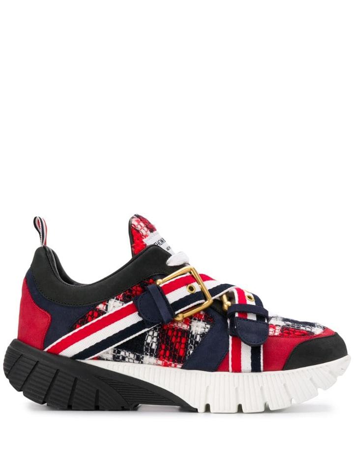 Thom Browne Tb Tartan Raised Running Shoes - Blue