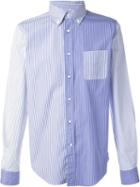 Wooster + Lardini Panelled Striped Shirt, Men's, Size: Medium, Blue, Cotton