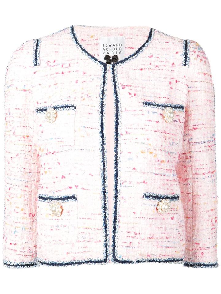 Edward Achour Paris Fitted Tweed Jacket - Pink