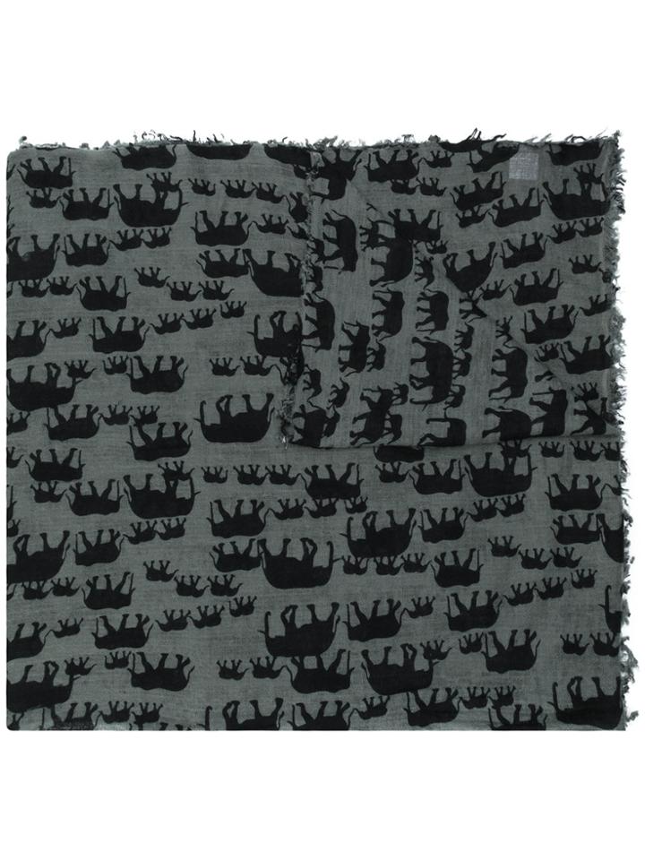 Hemisphere Elephant Print Scarf - Grey