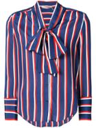 Alice+olivia Striped Blouse With Pussy Bow Collar - Blue