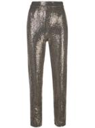 Badgley Mischka Cropped Sequin Embellished Trousers - Gold