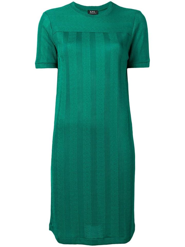 A.p.c. Striped T-shirt Dress - Green