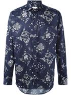 Etro Floral Print Shirt, Size: 40, Blue, Cotton