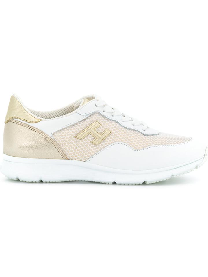 Hogan Metallic Detail Lace-up Sneakers - White