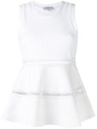 Carven - Waist-embroidered Flared Blouse - Women - Polyester/spandex/elastane - Xs, Women's, White, Polyester/spandex/elastane