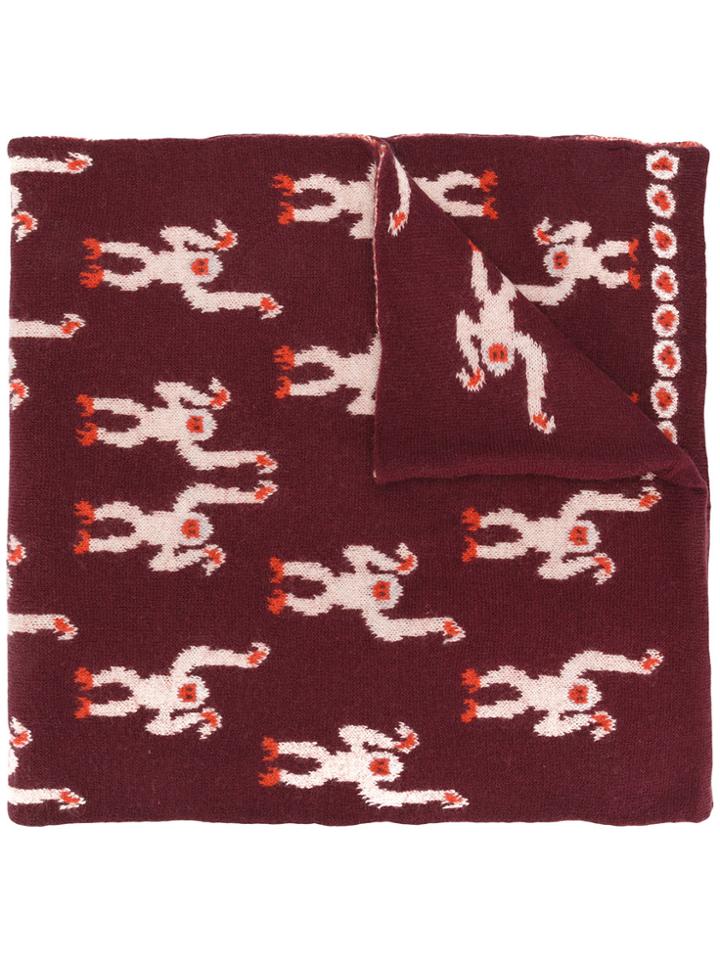 Paul Smith Monkey Knit Scarf - Pink & Purple