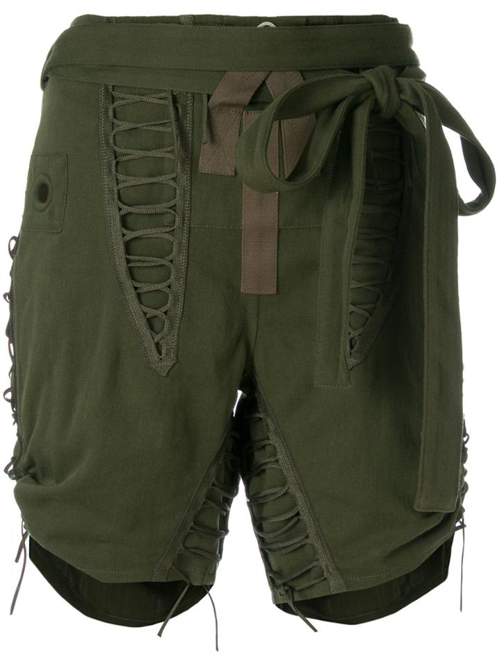 Saint Laurent Drawstring Tie Detail Shorts - Green