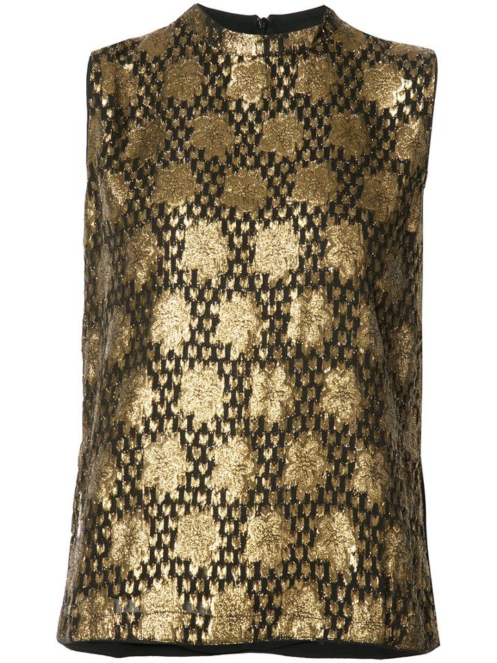 Ganni Gold-tone Jacquard Tank, Women's, Size: 38, Grey, Viscose/metallic Fibre