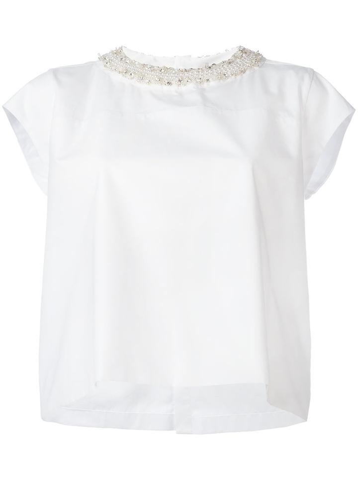 Ermanno Scervino Embellished Collar Blouse, Women's, Size: 40, White, Cotton