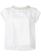 Ermanno Scervino Embellished Collar Blouse, Women's, Size: 40, White, Cotton