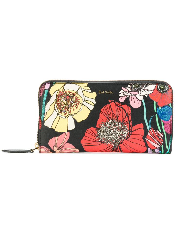 Paul Smith Floral Print Zip Purse - Black