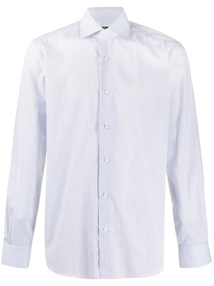 Barba Pinstripe Long-sleeved Shirt - White