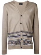 Kolor Striped Detail Cardigan, Men's, Size: 1, Nude/neutrals, Cotton/nylon/viscose/wool