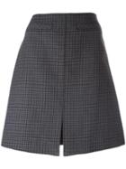 Courrèges Plaid A-line Skirt, Women's, Size: 36, Blue, Cupro/wool