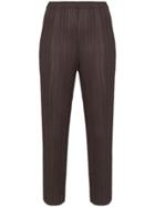 Pleats Please By Issey Miyake High-waisted Slim Trousers - Brown