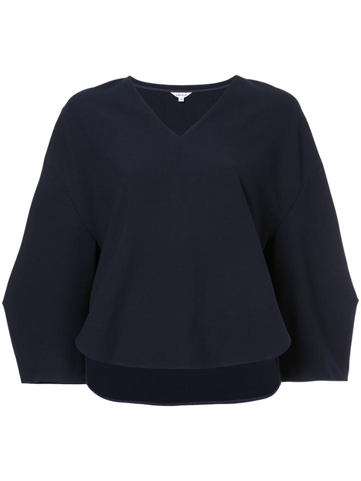 Enföld Structured V-neck Top - Blue