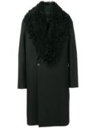 Emporio Armani Faux Shearling-collar Coat - Black