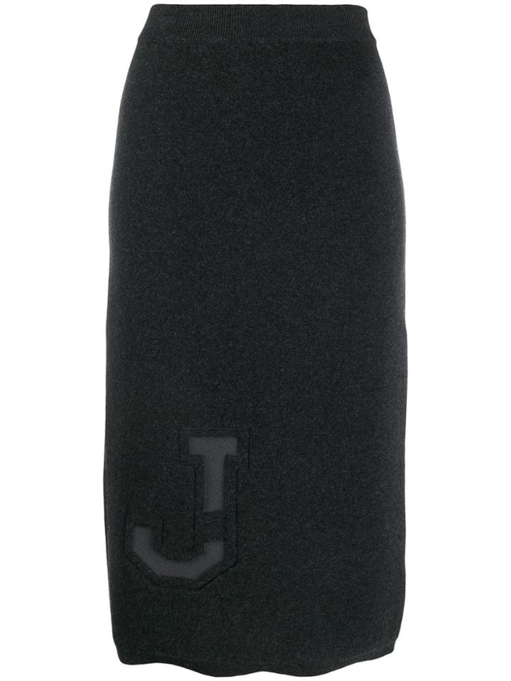 Mrz Tonal J Motif Pencil Skirt - Grey