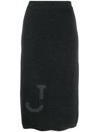 Mrz Tonal J Motif Pencil Skirt - Grey