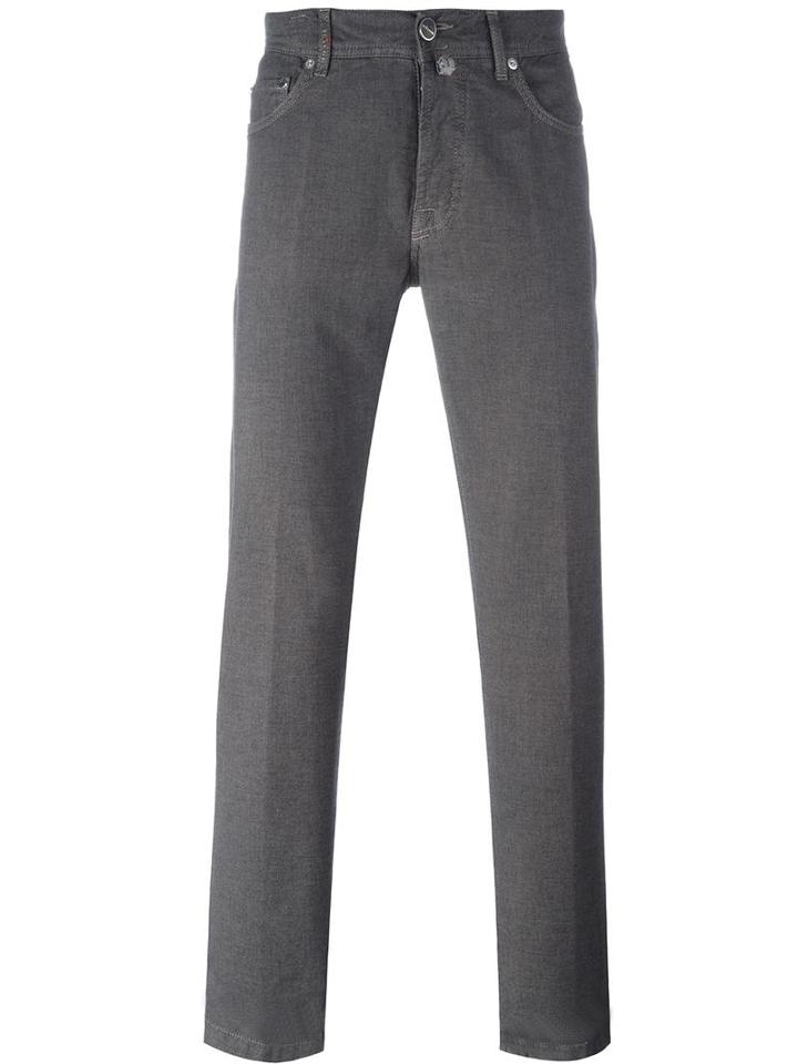 Kiton Straight Leg Jeans, Men's, Size: 32, Grey, Cotton