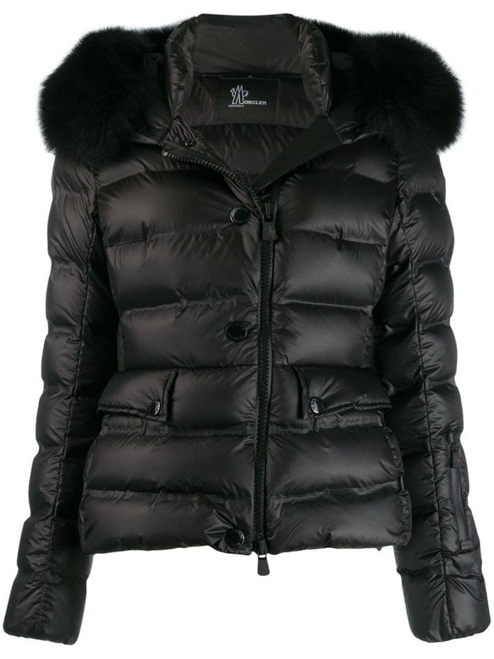 Moncler Grenoble Fur Trim Puffer Jacket - Black