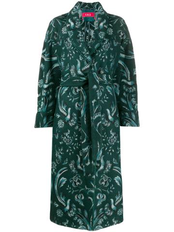 F.r.s For Restless Sleepers Belted Floral Print Coat - Green