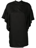Iro Flared Frilled Short Dress - Black