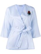 Osman - Scarab Embroidered Kimono - Women - Polyester/viscose - 6, Women's, Blue, Polyester/viscose