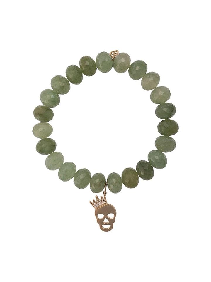 Sydney Evan Crown Skull Beaded Bracelet - Green