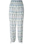 Tory Burch Mosaic Print Casual Trousers, Women's, Size: Large, Rayon