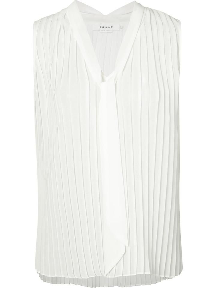 Frame Denim - Pleated Sleeveless Top - Women - Polyester - M, White, Polyester